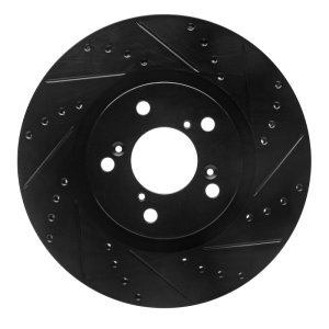 Acura TL Brake Rotor (1) - Front Right - R1 Concepts - Drilled & Slotted - Black - `09-`14